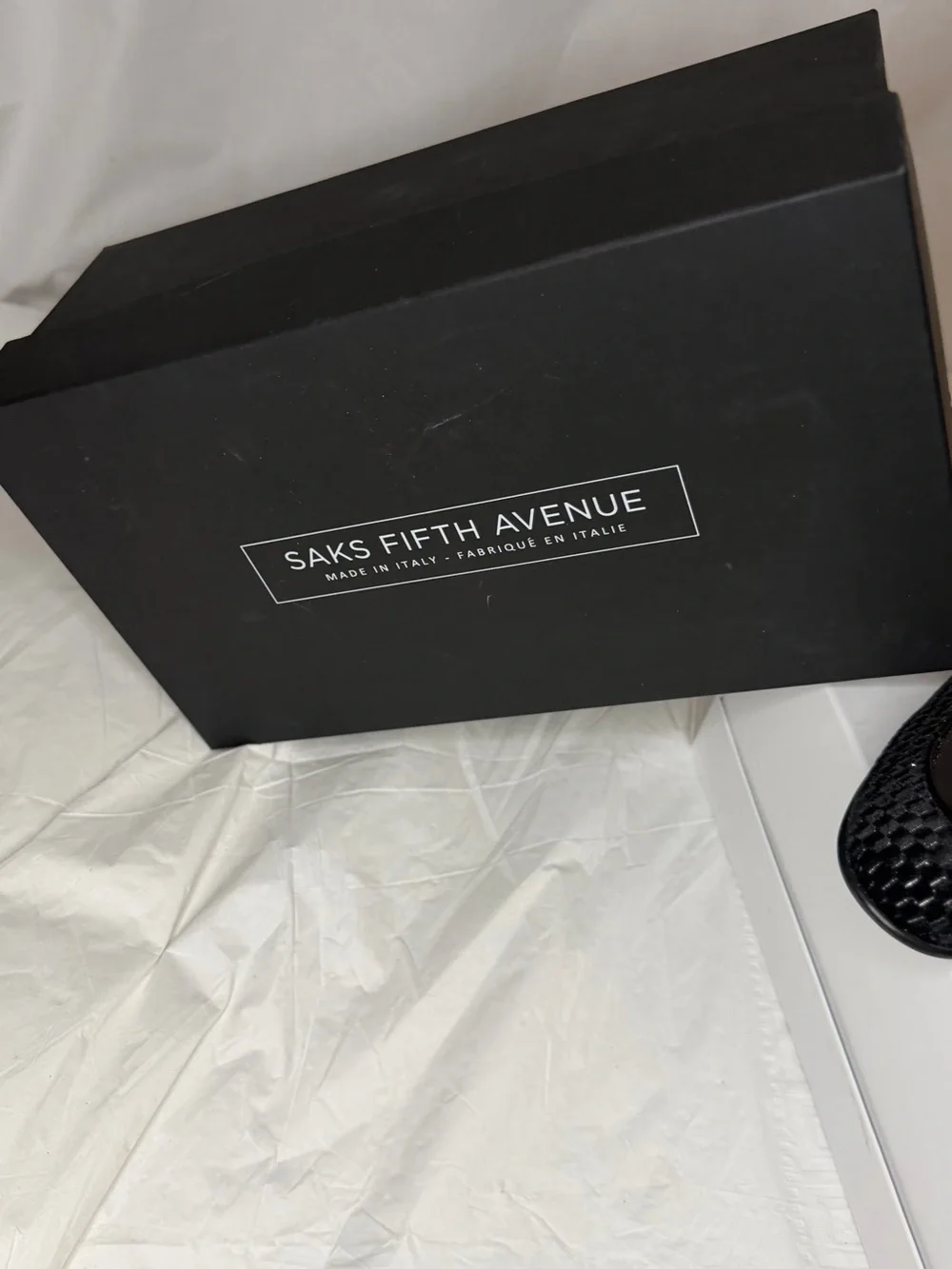 Saks Fifth Avenue Black Patent Leather Woven-Trim Penny Loafers